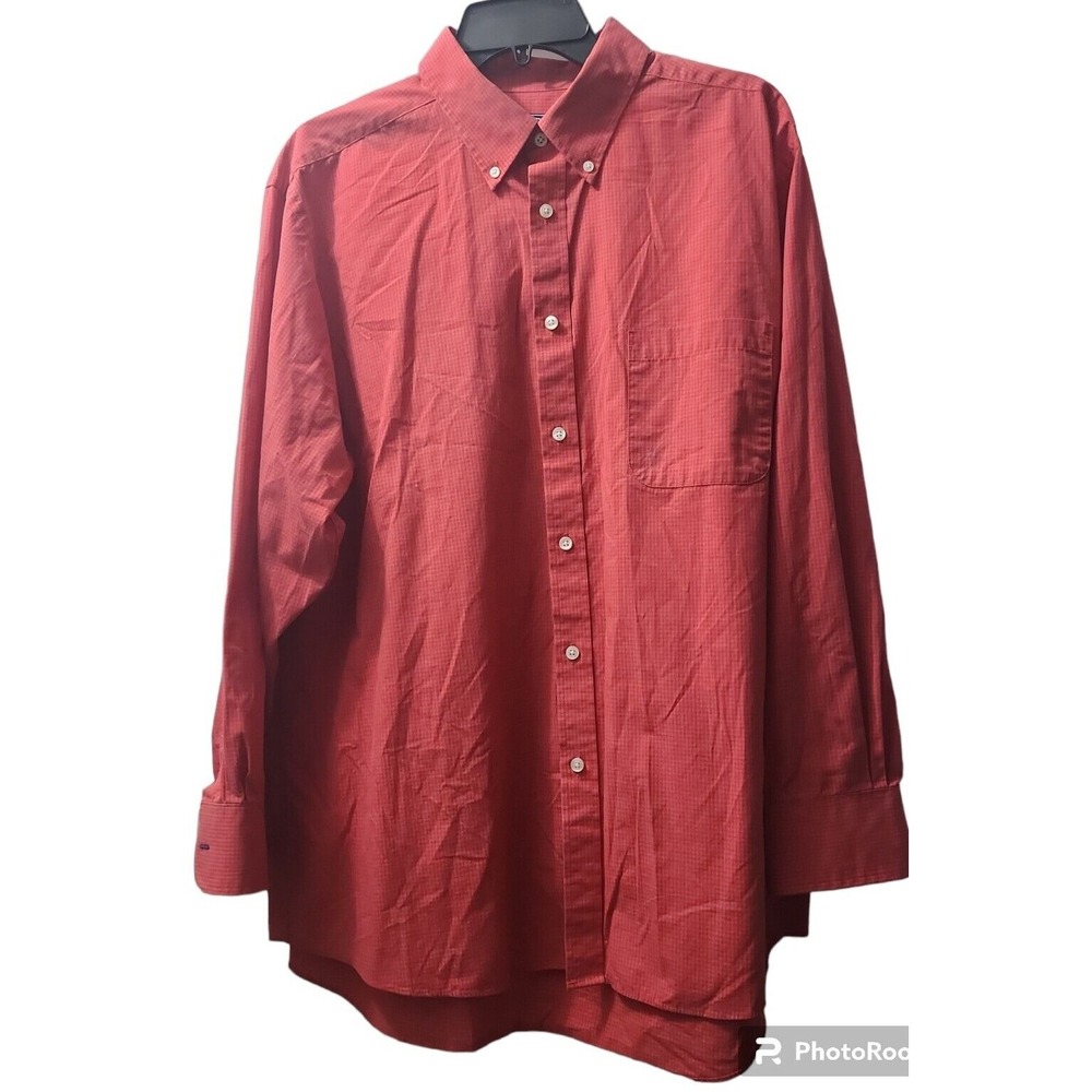 IZOD Stretch Button Down‎ Shirt Regular Fit Long Sleeve Red Checkered